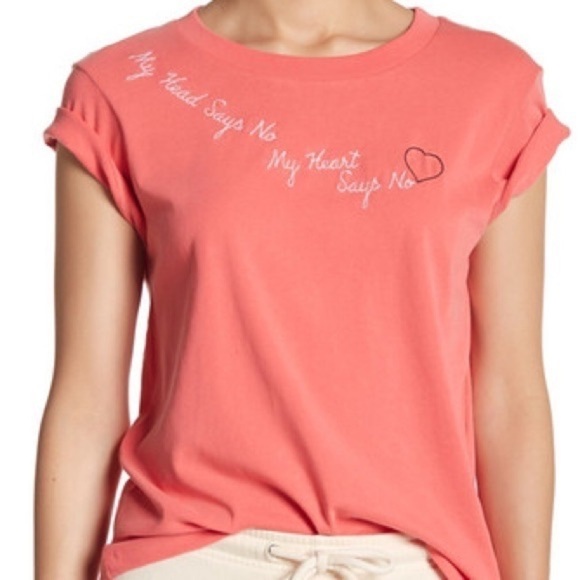 WILDFOX Pink Embroidered Just No Tee Small - Picture 1 of 5